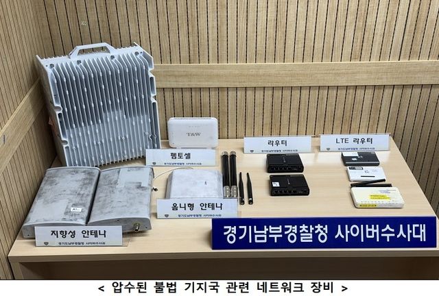 경찰이 확보한 불법 펨토셀 장비