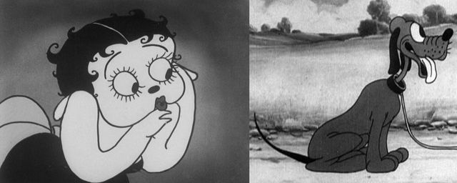 내년 1월 1일자로 저작권이 만료되는 애니메이션 캐릭터 '베티 붑'(왼쪽)과 디즈니 캐릭터 '플루토'의 초기 형태. [듀크대 퍼블릭도메인연구센터 캡처. 재판매 및 DB 금지]