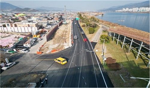 대동산단 진입도로 3차로 확장 구간