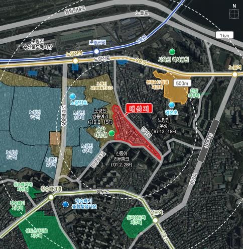 노량진동 221-24번지 일대 모아타운 위치도