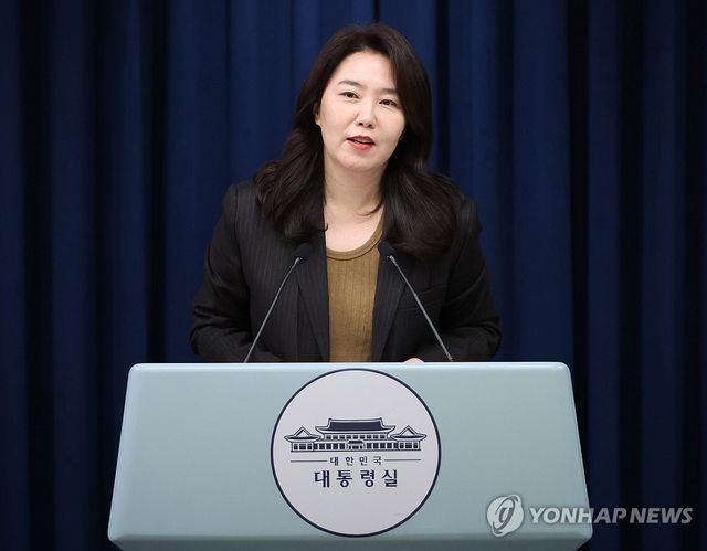 브리핑하는 강유정 대변인