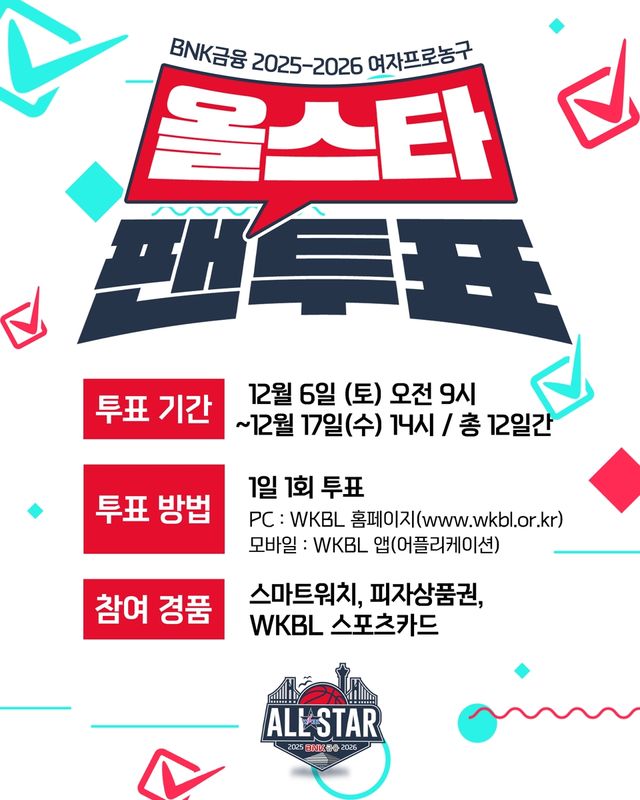 여자프로농구 올스타 팬 투표 안내