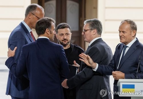 독일·프랑스·우크라이나·영국·폴란드 정상(왼쪽부터)