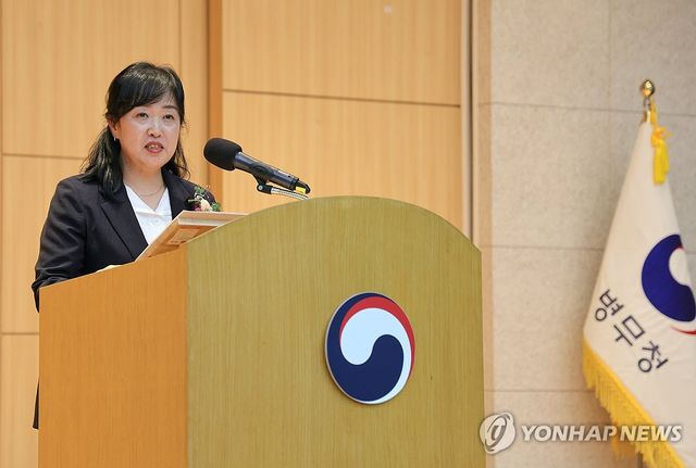 취임사 하는 홍소영 병무청장