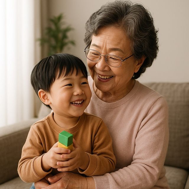 손주 돌보는 할머니