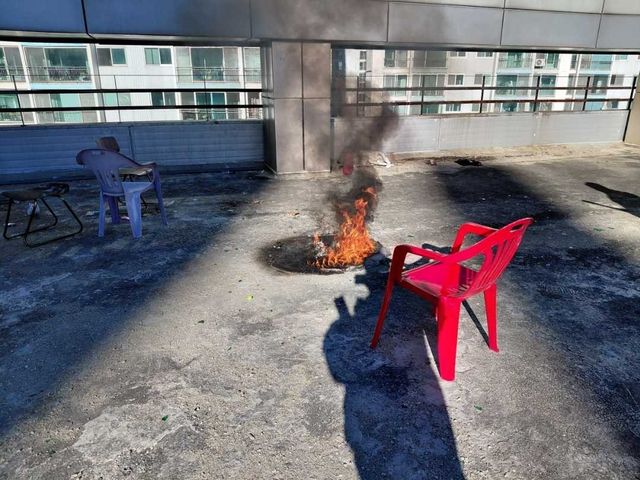 속초 상가 건물 옥상 화재