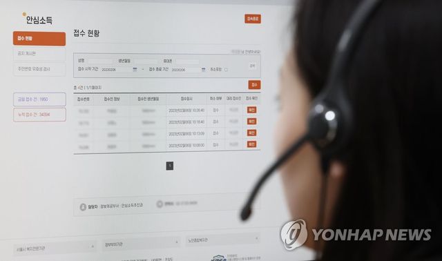 전화하는 콜센터 상담원