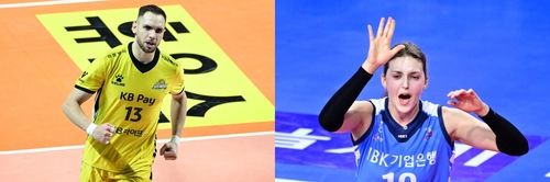 남녀부 득점 부문 1위인 비예나(왼쪽)와 빅토리아