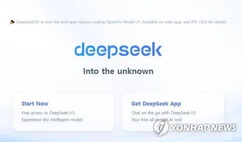 딥시크 홈페이지 메인 화면