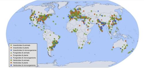 비표적 생물에 대한 살충제 영향 연구 장소 분포