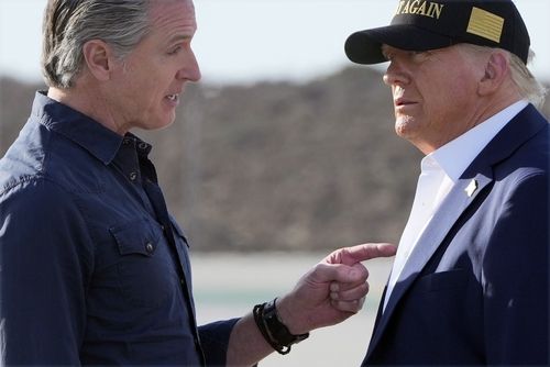 개빈 뉴섬 캘리포니아 주지사와 도널드 트럼프 미국 대통령 