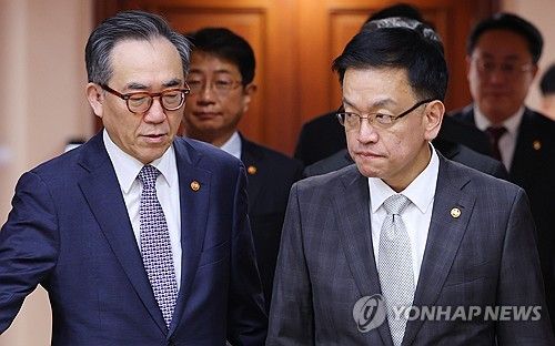 경제관계장관회의 참석하는 최상목 부총리와 조태열 외교부 장관