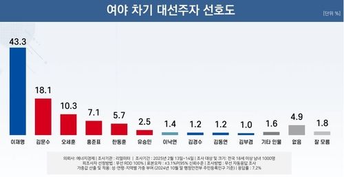 여야 차기 대선주자 선호도