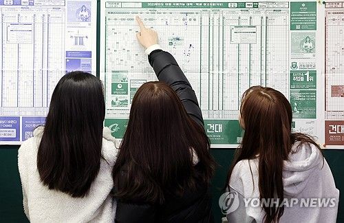 대학 배치표 확인하는 수험생들