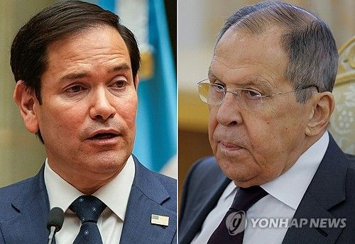 마코 루비오 미국 국무장관과 세르게이 라브로프 러시아 외무장관