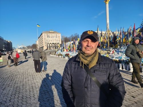 키이우 독립광장에서 만난 퇴역군인