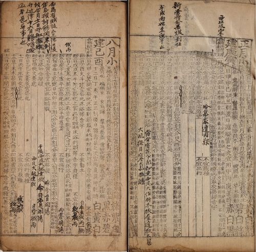 항길고택일기 중 '정중심반', 정조11년(정미년, 1787.8.11.~16). 울도[울릉도]에 도적 떼가 있다는 소문을 듣고 수토한 기록이다.(왼쪽), '동우광음', 순조1년(신유년, 1801.1.). 신임 삼척영장 김최환의 도임 기록(오른쪽)[동북아역사재단 제공. 재판매 및 DB 금지]