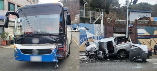 충돌한 버스와 SUV