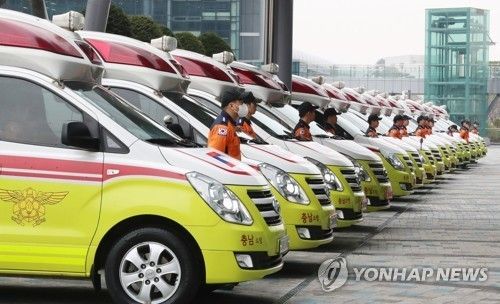 2023년 충남도청에서 열린 충남소방본부 구급차 라오스 출하식