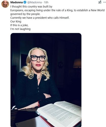 팝스타 마돈나가 엑스에 올린 글과 자신의 사진