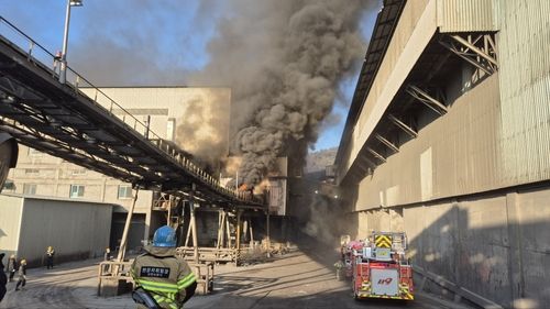 화재가 난 단양 시멘트공장