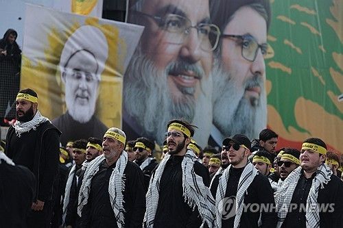 나스랄라 장례식에 모여든 인파 