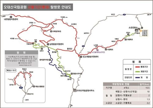 오대산국립공원, 봄철 출입 통제 탐방로