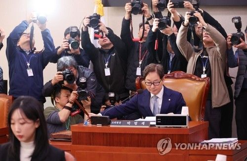 의사봉 두드리는 박범계 소위원장