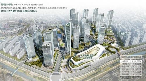 '더현대 광주' 및 주변 시설 배치 계획 조감도
