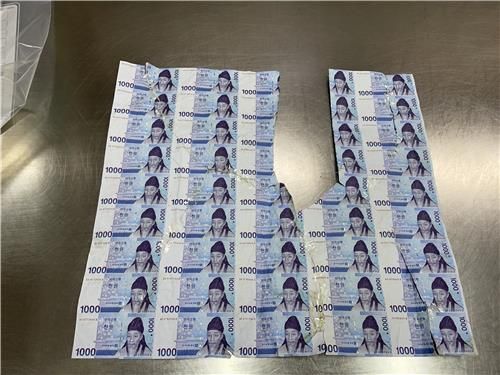 찢어진 은행권 [한국은행 제공]