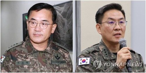 여인형 전 국군방첩사령관(왼쪽), 이진우 전 육군수도방위사령관