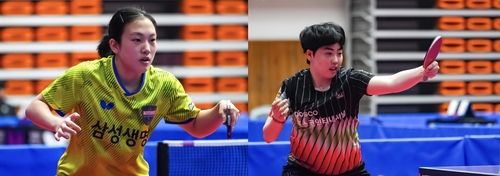 여자 국가대표에 발탁된 왼손 선수 김성진(왼쪽)과 유한나