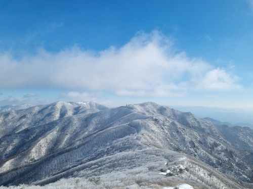 눈으로 뒤덮인 소백산