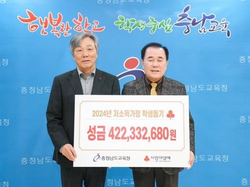 김지철(오른쪽) 교육감과 성우종 충남사회복지모금회장