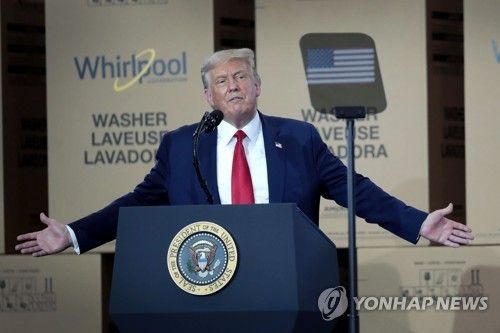 2020년 월풀 공장에서 연설하는 트럼프