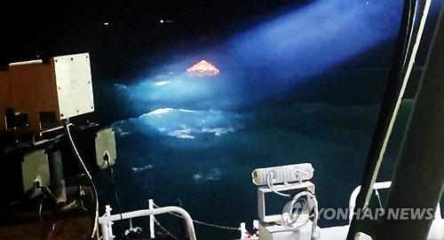 사고해역에서 발견된 구명뗏목