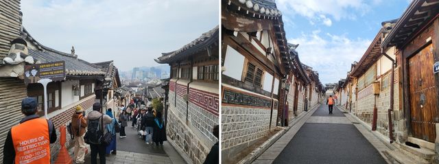 북촌로11길 일대 관광시간 제한 전(왼쪽)과 후(오른쪽)