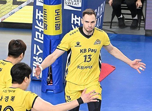 득점 세리머니 하는 KB손해보험 비예나