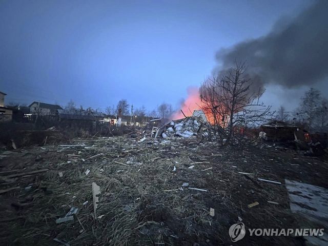 11일(현지시간) 러시아 모스크바 외곽에 격추된 우크라이나 드론