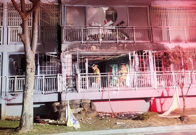 진화 작업하는 소방 당국