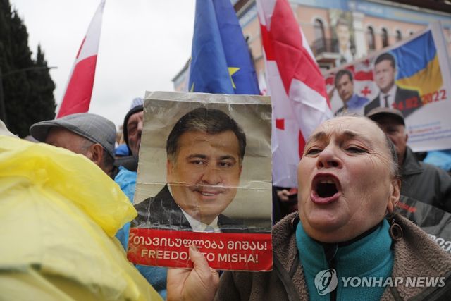 미하일 샤카슈빌리 전 조지아 대통령의 석방을 촉구하는 지지자들