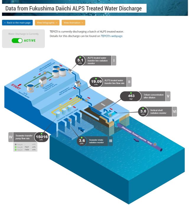 국제원자력기구(IAEA)가 실시간으로 공개한 후쿠시마 제1원전 방류 데이터 
