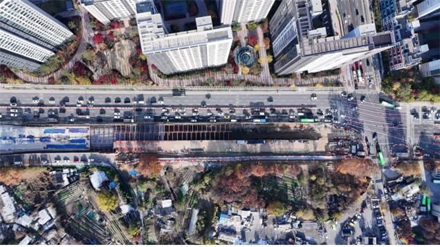 공사장 드론 촬영