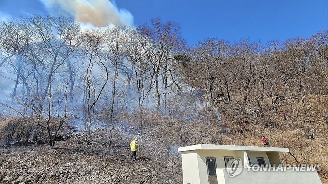 경북 청도서 산불…산림 당국 '진화 중'