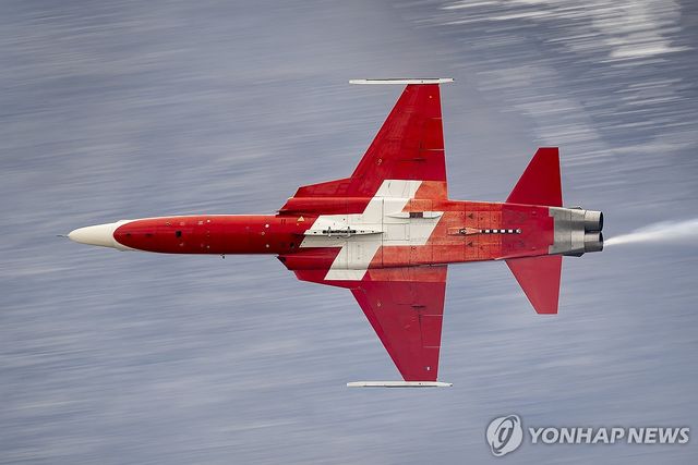 스위스 에어쇼에 참가한 F-5E 타이거 II 전투기