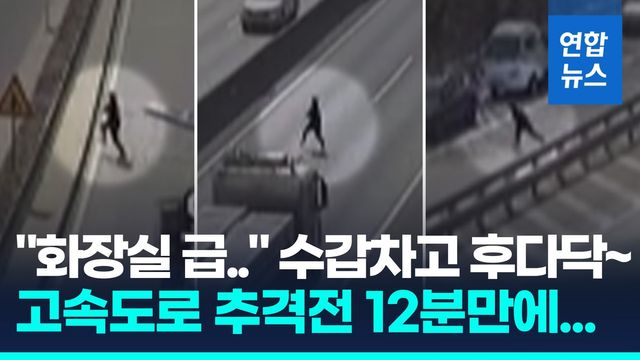 [영상] "화장실 급해요" 수갑차고 고속도로 질주…도주 12분만에 결국 - 2