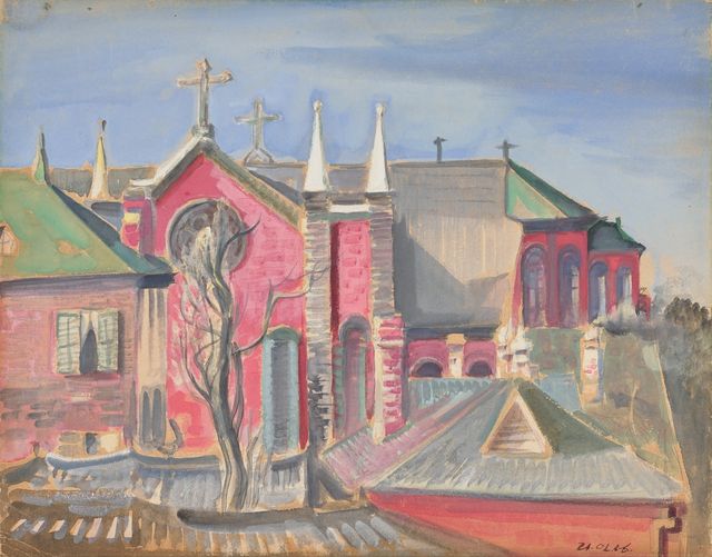 이인성, 계산동 성당, 1930년대, 종이에 수채 물감, 34.5x44cm [국립현대미술관 제공. 재판매 및 DB 금지]