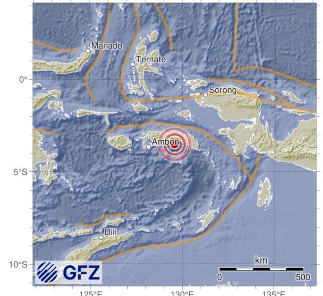 인도네시아 세람섬 지진 발생 위치