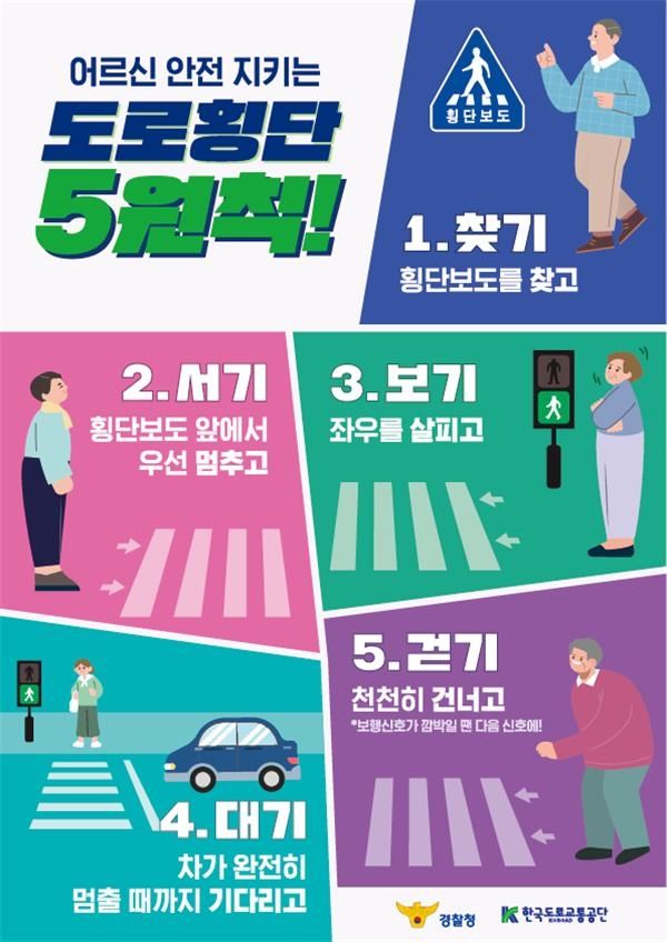 어르신 도로횡단 5원칙 포스터