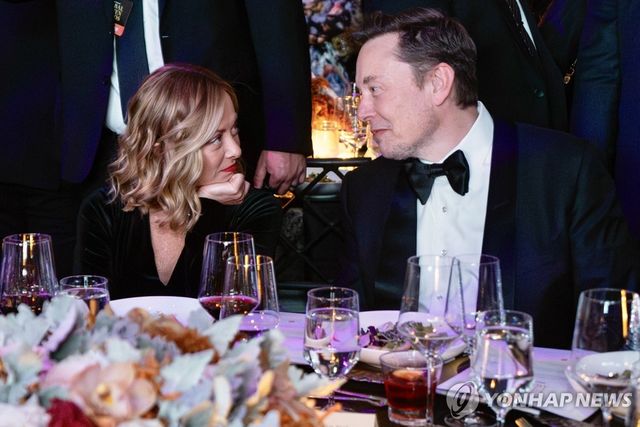 지난해 9월24일(현지시간) 미국 뉴욕에서 만난 멜로니 총리와 머스크